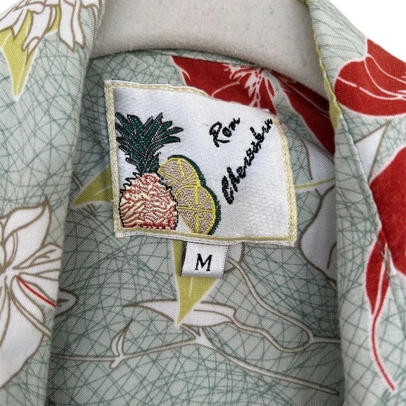 Vintage 80s Ron Chereskin Hawaiian Shirt Men's M Floral Button-Up Retro - Picture 5 of 6